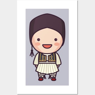 Cute Greek Boy in Traditional Clothing Posters and Art